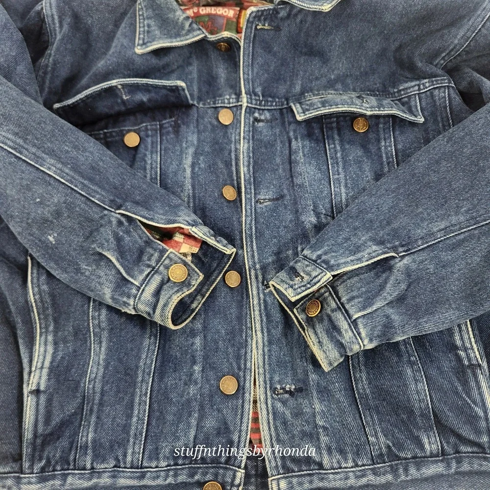 Vintage McGREGOR We Cover The Globe Denim Flannel Lined Winter Coat Size Medium
